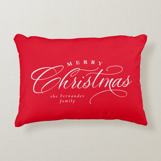 Merry Christmas elegant red holiday decor Decorative Cushion (Front)