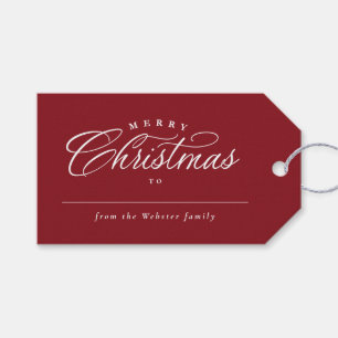Merry Christmas elegant red holiday plaid Gift Tags