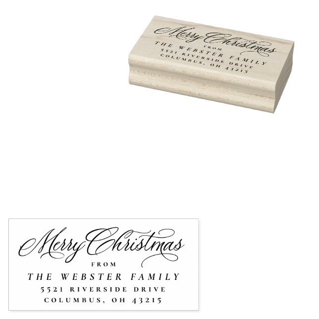 Merry Christmas elegant return address Rubber Stamp (Stamped)