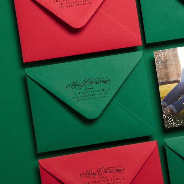 Merry Christmas elegant return address  Self-inking Stamp (Creator Uploaded)