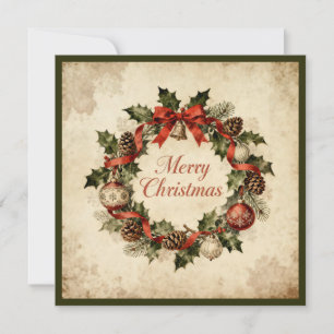 Merry Christmas-Elegant Rustic Simple Typography  Holiday Card