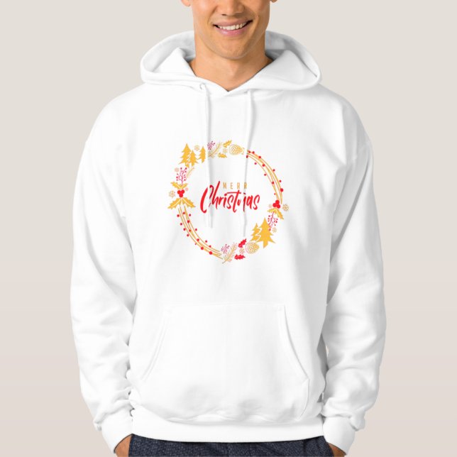 Merry Christmas Elegant Rustic T-Shirt Hoodie (Front)