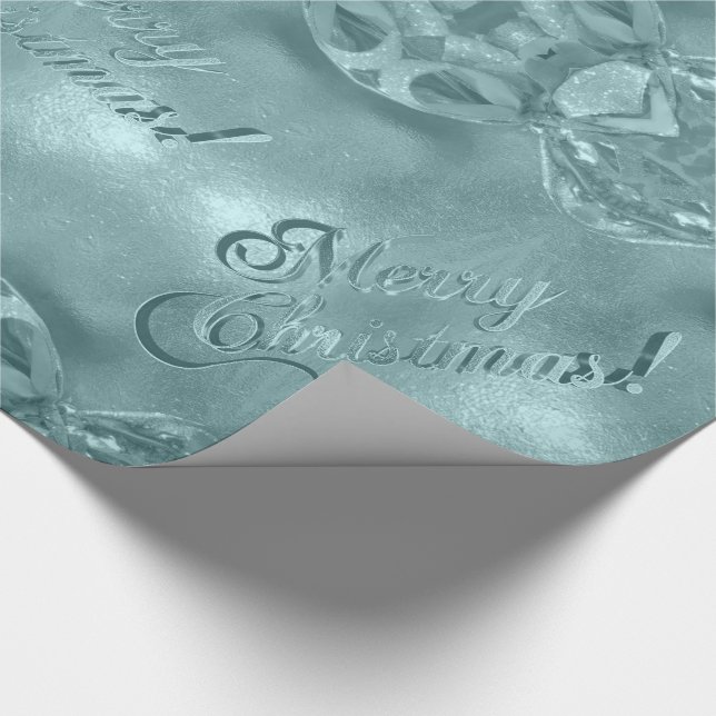 Merry Christmas Elegant Script Blue Turquoise Wrapping Paper (Corner)