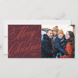 Merry Christmas elegant script classic photo Holiday Card