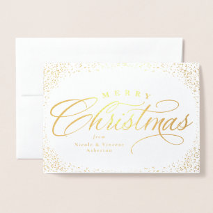 Merry Christmas elegant script holiday Foil Card