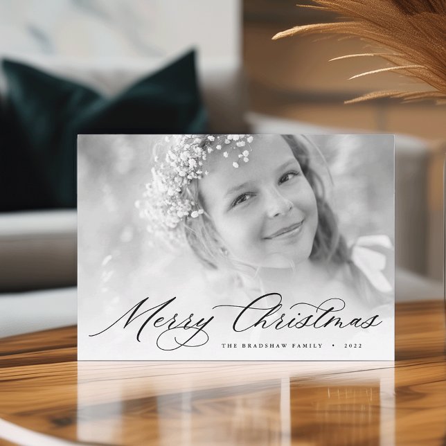 Merry Christmas | Elegant Script Photo Holiday Card (Creator Uploaded)
