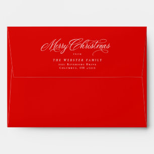Merry Christmas elegant script red holiday Envelope
