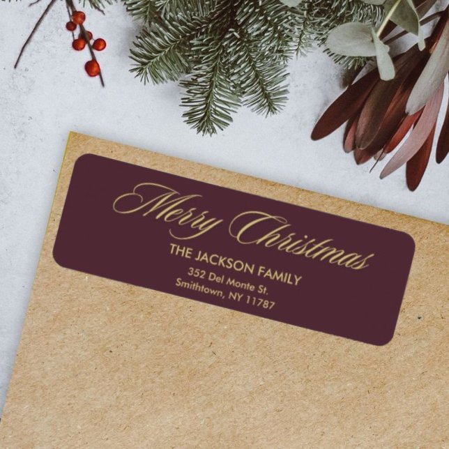 Merry Christmas Elegant Script Return Address  (Creator Uploaded)