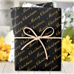 Merry Christmas Elegant Script Text Wrapping Paper Sheet<br><div class="desc">Customise the text and easily create your personalised Christmas wrapping paper. Click CUSTOMIZE FURTHER to change the background colour or text colour. You can TRANSFER this DESIGN on other Zazzle products and adjust it to fit most of the Zazzle items. Standard Studio designs are made in high-resolution vector graphics for...</div>