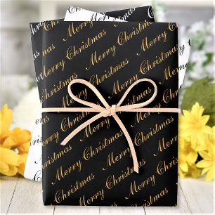 Merry Christmas Elegant Script Text Wrapping Paper Sheet