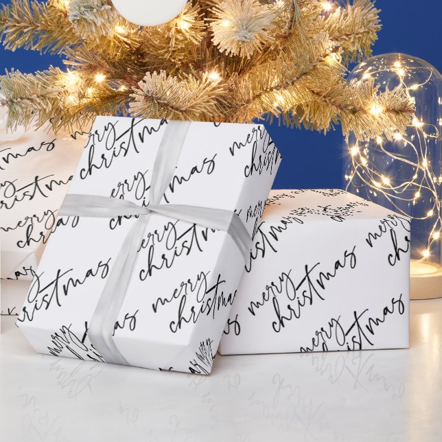 Merry Christmas Elegant Script Typography Wrapping Paper (Holidays)