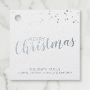 'Merry Christmas' Elegant Silver Foil Favour Tags