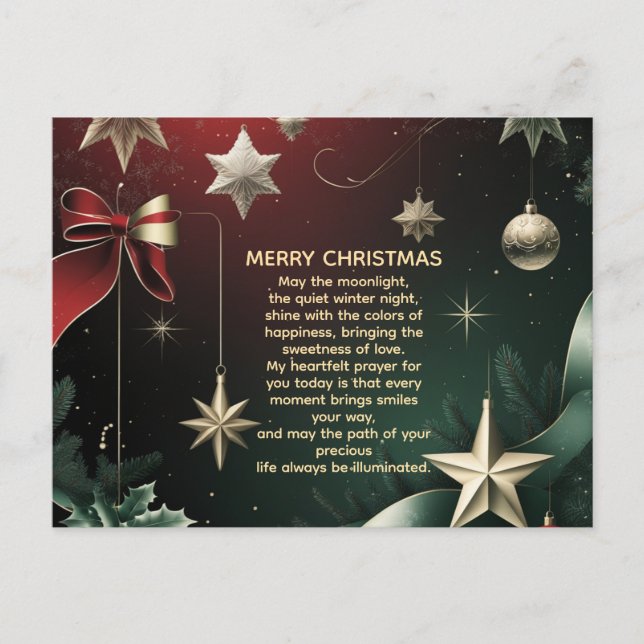 Merry Christmas elegant Stars & Festive  Holiday Postcard (Front)