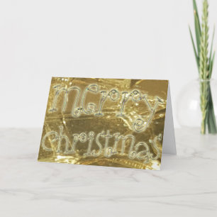 Merry Christmas Elegant Typography Gold Glitter Holiday Card