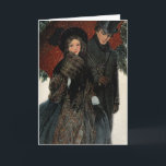 Merry Christmas Elegant Vintage Couple Walking Holiday Card<br><div class="desc">Vintage Christmas Greeting Card, An elegantly dressed couple walk arm in arm under an umbrella, Merry Christmas! Typography, you can change the text and add your name Credit: Wellcome Library, London An elegantly dressed couple walk arm in arm under an umbrella. Photographic reproduction. 1905 Published: Copyright by F.A. Stokes Co.,...</div>