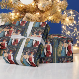 Merry Christmas Elegant Vintage Retro Ladies Wrapping Paper