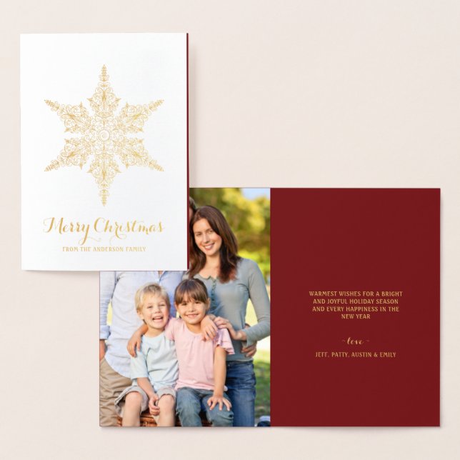 Merry Christmas Elegant Vintage Snowflake Foil Card (Display)