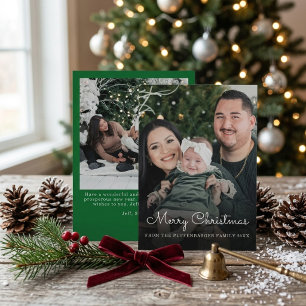 Merry Christmas Elegant White Script 2 Photo Holiday Card