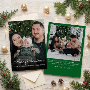 Merry Christmas Elegant White Script 5 Photo Foil Holiday Card