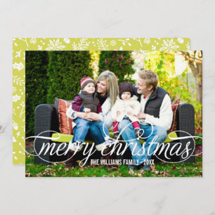 Merry Christmas Elegant White Script Overlay Holiday Card