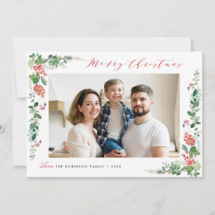 merry christmas elegant winter foliage holiday card