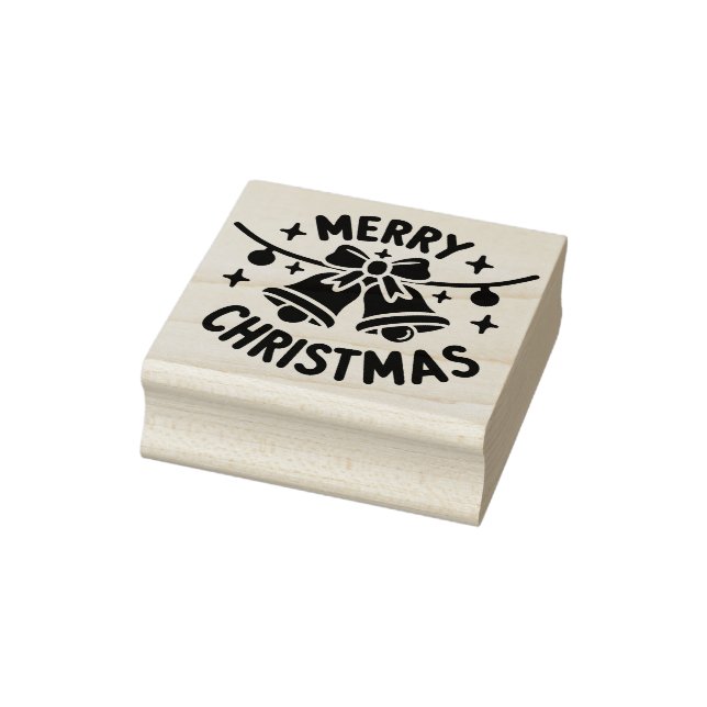 Merry Christmas Elegant Winter Holidays Bells Rubber Stamp (Stamp)