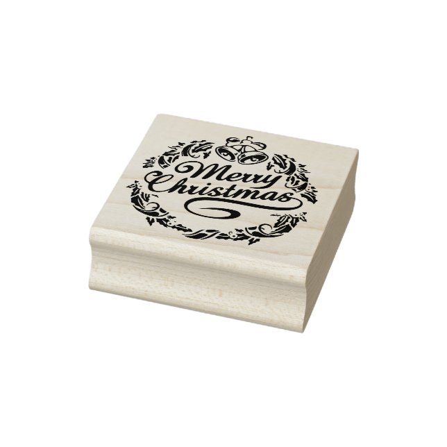 Merry Christmas Elegant Winter Holidays Trees Rubber Stamp (Stamp)