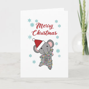Merry Christmas Elephant Snow Winter Elephants Card