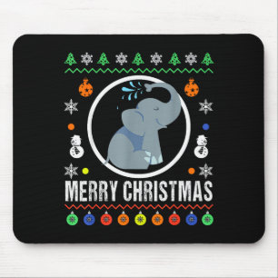 Merry Christmas Elephant Ugly Sweater Xmas Knit  Mouse Mat
