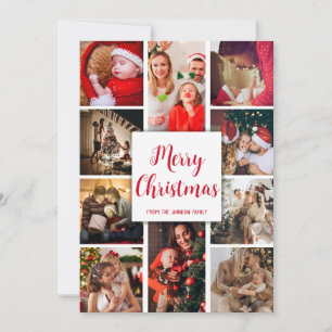 Merry Christmas eleven photos calligraphy text Holiday Card