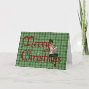 Merry Christmas Elf Design 1 Holiday Greeting Card
