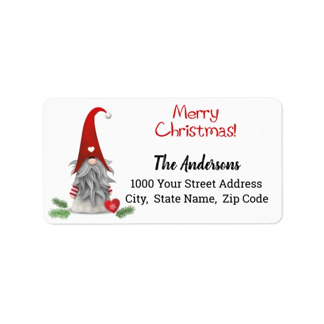 Merry Christmas Elf Gnome Label (Front)