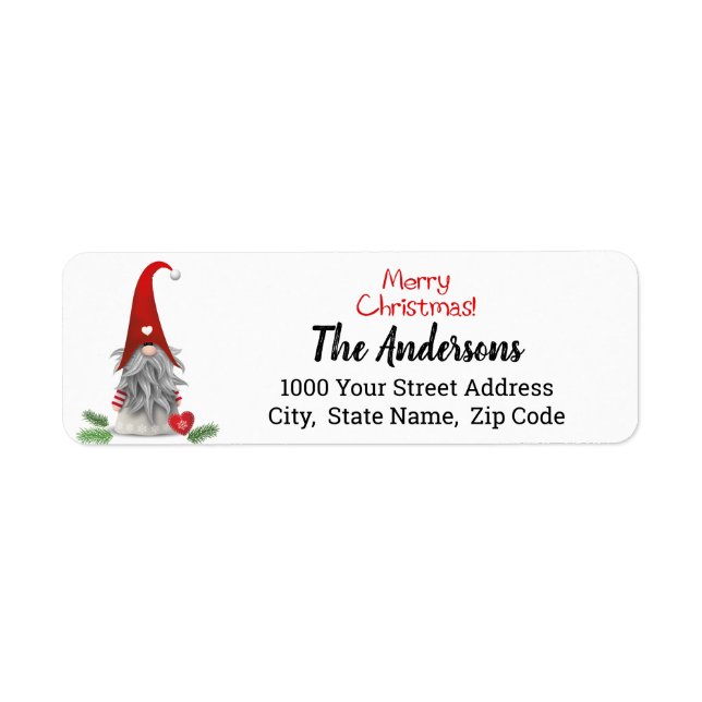Merry Christmas Elf Gnome Return Address Label (Front)