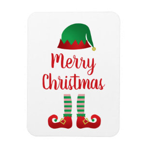 Merry Christmas Elf Hat Red Green Magnet