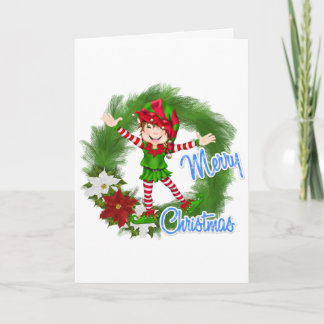 Merry Christmas Elf Holiday Card