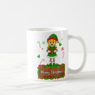 Merry Christmas Elf Kid Girl Colorful Light Family Coffee Mug