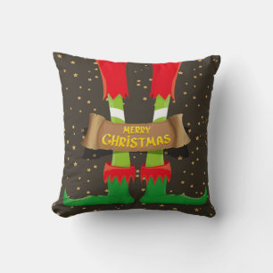 Merry Christmas Elf Legs Cushion