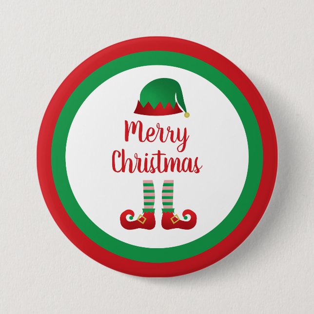 Merry Christmas Elf Outfit Red Typography 7.5 Cm Round Badge (Front)