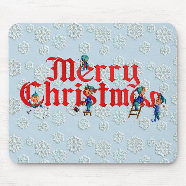 MERRY CHRISTMAS ELF PAD by SHARON SHARPE Mouse Mat (Front)