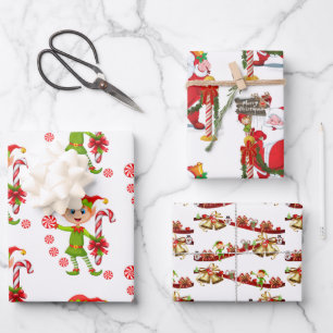 Merry Christmas Elf Santa  Wrapping Paper Sheets