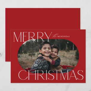 Merry Christmas Ellipse Oval Photo Card