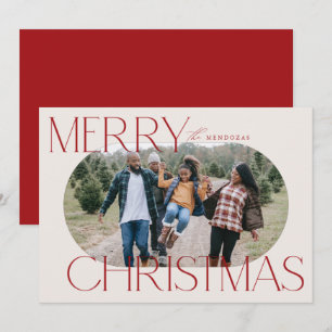 Merry Christmas Ellipse Oval Photo Card