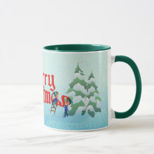 MERRY CHRISTMAS ELVES from original watercolors by Mug
