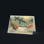 Merry Christmas Elves Playing Holiday Card<br><div class="desc">Gorgeous Rare Vintage Christmas Cards - some are altered art,  some are original.  Beautiful Christmas and New Year cards from around the world.  Please add your own text.</div>