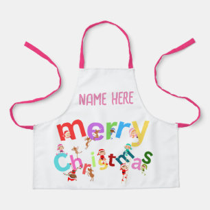 Merry Christmas Elves & Reindeer Apron