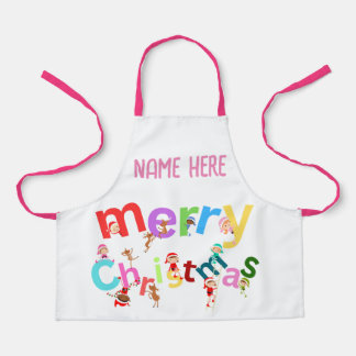 Merry Christmas Elves & Reindeer Apron