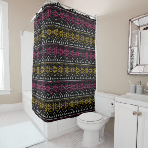 Merry Christmas embroidery cross stitch ugly sweat Shower Curtain