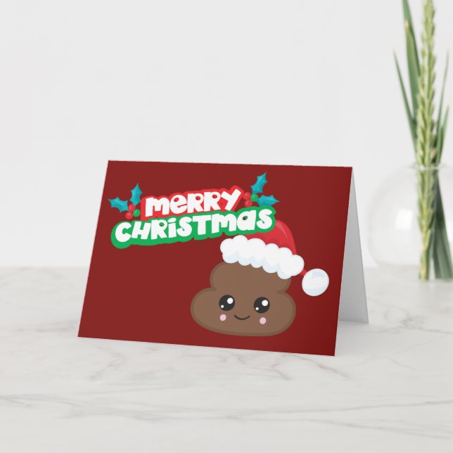 Merry Christmas Emoji Poop Christmas Card (Front)