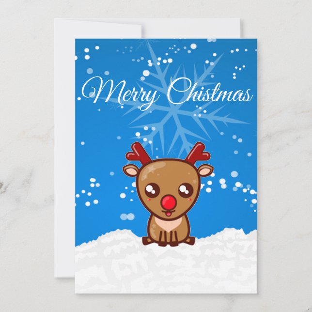 Merry Christmas Emoji Reindeer Christmas Greetings Holiday Card (Front)