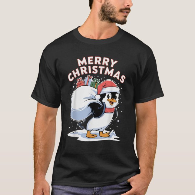Merry Christmas Emperor Penguin  T-Shirt (Front)